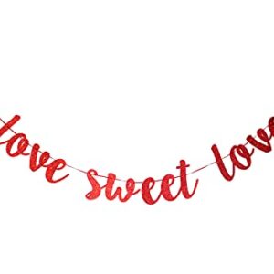 Starsgarden Glitter Red Love Sweet Love Banner Hanging Garland -Perfect Decoration for Bridal Shower, Engagement, Bachelorette, Wedding Party(Red Sweet Love)