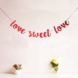 Starsgarden Glitter Red Love Sweet Love Banner Hanging Garland -Perfect Decoration for Bridal Shower, Engagement, Bachelorette, Wedding Party(Red Sweet Love)