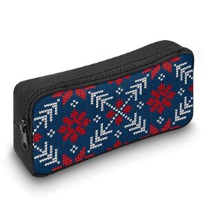 Knitted Christmas and New Year Pattern Pencil Case Makeup Bag Big Capacity Pouch Organizer for Office College