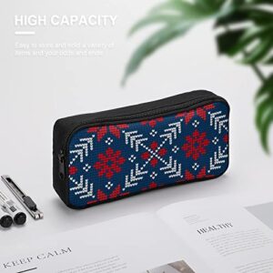 Knitted Christmas and New Year Pattern Pencil Case Makeup Bag Big Capacity Pouch Organizer for Office College