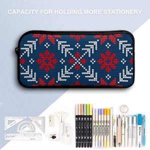 Knitted Christmas and New Year Pattern Pencil Case Makeup Bag Big Capacity Pouch Organizer for Office College