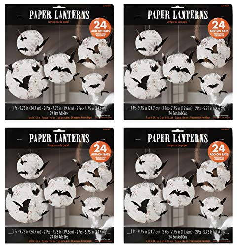 Set of 20 Halloween Lanterns with Peel 'N Stick Bats! Great Craft for Kids and Adults!