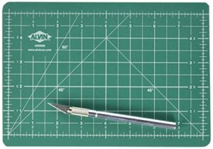 alvin self-healing cutting mat kit 6″x8.5″ model gm0668 double-sided mat with art knife, gbm series, gridded rotary cutting board for crafts, sewing, fabric – 6 inches x 8.5 inches