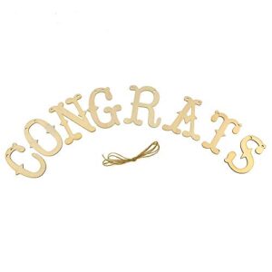 homeford craft wooden laser cut banner”congrats”, natural, 4-1/2-inch