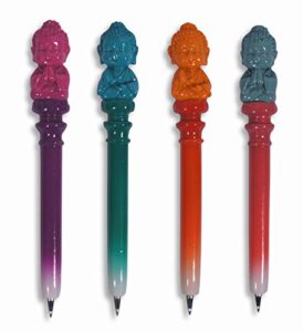 buddha pens assorted happy praying blessing (set of 4)