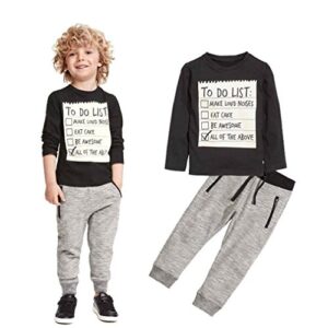 boys clothes set 3-7 years old,2pcs kids toddler boy autumn winter handsome black blouse+gray casual pants outfit (4-5 years old, black)