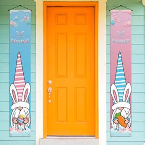 gnome easter decoration banner hello spring&happy easter porch banner easter bunny egg decor for party spring party decor front porch door yard