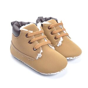 baby boy’s girls warm snow short boots first walkers shoes 0-18 months(brown,0-6months)