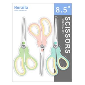 Scissors, All Purpose Thickened Scissor 8.5", Upgrade Stainless Steel Sharper Comfort Grip Scissors for Office School Supplies, Right/Left Handed, 3-Pack…