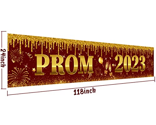 Large Prom 2023 Banner Graduation Party Decorations Maroon Congrats Grad Yard Sign Banner Backdrop for High School College Graduation Party Supplies