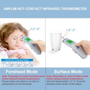 Amplim Non-Contact Digital Infrared Forehead Thermometer – Medical Grade, Touchless Accurate Instant Readings, Fever Alarm, Color LCD Display - for Adults, Babies, and Infants. FSA HSA Eligible