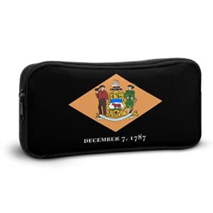 Delaware State Flag Pencil Case Makeup Bag Big Capacity Pouch Organizer for Office College