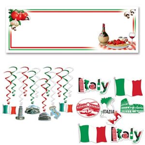 italy italian party decorations 20 piece bundle dangling whirls cutouts banner