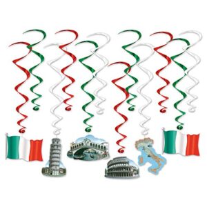 Italy Italian Party Decorations 20 Piece Bundle Dangling Whirls Cutouts Banner