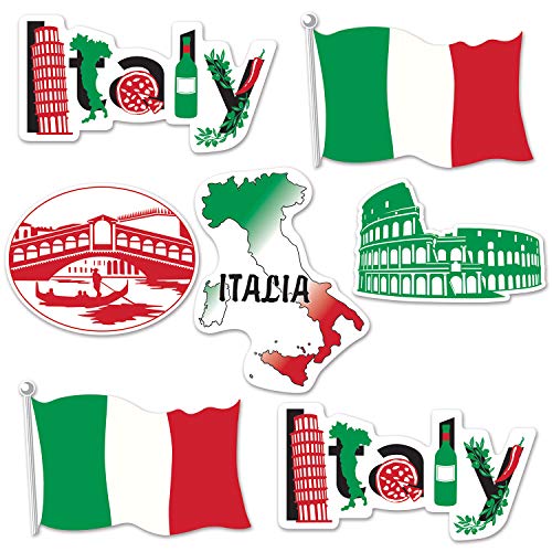 Italy Italian Party Decorations 20 Piece Bundle Dangling Whirls Cutouts Banner
