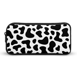 cow skin animal spots pencil case makeup bag big capacity pouch organizer for office college