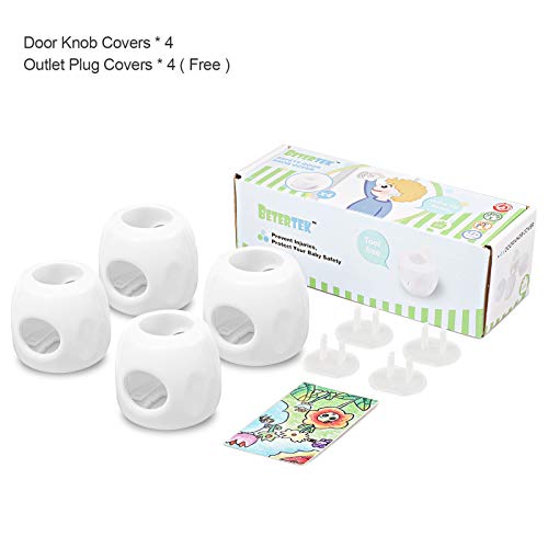 Door Knob Safety Cover for Kids, Child Proof Door Knob Covers, Baby Safety Door knob Handle Cover Lockable Design (4 Pack).