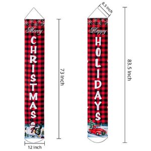 Christmas Decorations for the Home, hogardeck Christmas Banners Porch Sign, Hanging Sign Banner for New Year Christmas Decorations Welcome Door Sign for Home Outdoor Indoor Holiday Party Decor