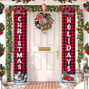 Christmas Decorations for the Home, hogardeck Christmas Banners Porch Sign, Hanging Sign Banner for New Year Christmas Decorations Welcome Door Sign for Home Outdoor Indoor Holiday Party Decor