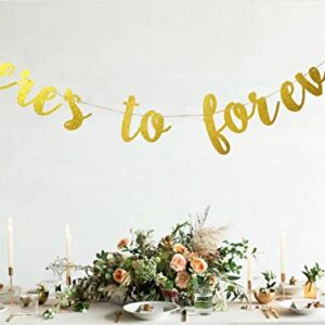 Wedding Engagement Banner - Here's To Forever, Gold Glittery Bridal Shower Party Decors, Bride to Be Photo Prop Sign