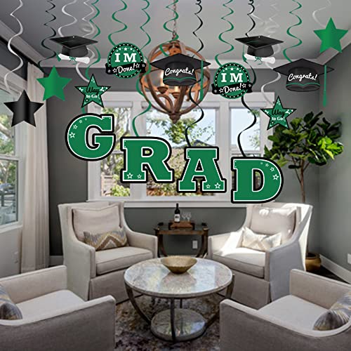 Bunny Chorus Graduation Party Decorations 2022, 36 Pcs Class of 2022 Graduation Party Supplies, Hanging Swirls Green and Black Graduation Decorations 2022, Congrats Grad Party Favors, No DIY Required