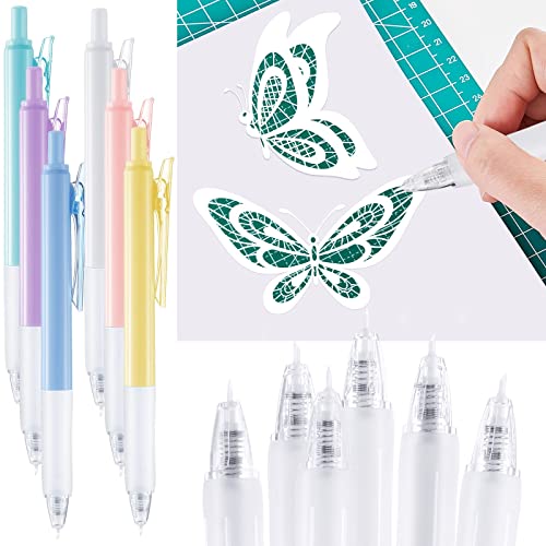 12 Pcs Craft Cutting Tools Paper Pen Cutter Knife Retractable Carving Craft Knife Precision Hobby Knife Blades with Pocket Clip for DIY Art Ceramic Vinyl Drawing Scrapbooking, 6 Colors