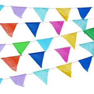 Colorful 115 ft long 70 Carnival Flag Triangle pennant banner garland. 5 Pack,Plastic for fiesta party, circus decorations supplies multicolor, Car dealer business Grand opening welcome advertising de