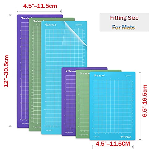 VIKDOOK Cutting Mat for Cricut Joy 4.5” X12” 4.5”X6.5” Variety Grip Sticky Cutting Mat Pack Blue Light Grip Green Standard Grip Purple Strong Grip 6 Mats Pack