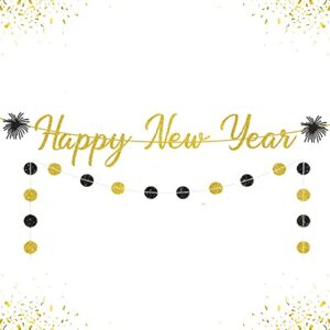 rwu glitter happy new year banner no diy 2022 new year banner party decoration supplies glitter fireworks for new years eve party supplies 2022 happy new year sign