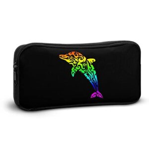 Tribal Dolphin Pencil Case Makeup Bag Big Capacity Pouch Organizer for Office College