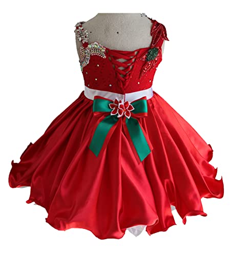 Jennifer G221RG Christmas Toddler Baby Newborn Little Girl's Pageant Party Dress RED Size3T