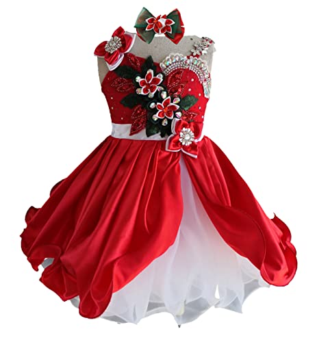 Jennifer G221RG Christmas Toddler Baby Newborn Little Girl's Pageant Party Dress RED Size3T