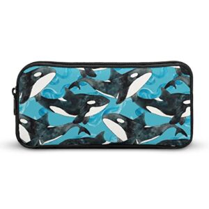 watercolor orcas pencil case makeup bag big capacity pouch organizer for office college