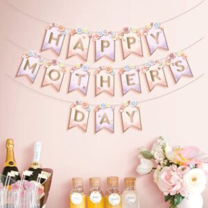 pink flower happy mother’s day banner for mothers day party decoration fishtail flag banner for mother party supplies