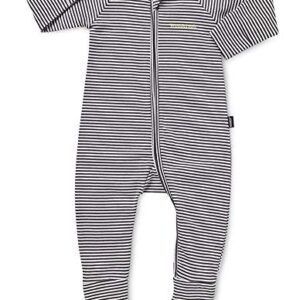 Bonds Baby Wondersuit 2 Way Zipper Sleep/Play Fold Over Feet/Cuffs Footies (6-12 Months, Dark Grey Stripes)