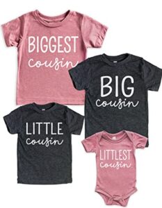 teeny fox big little cousin crew shirts biggest littlest tee toddler t-shirt baby bodysuit set for family matching outfit
