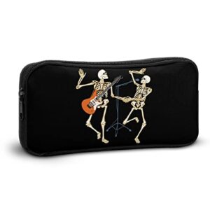 Skeleton Concert Music Halloween Pencil Case Makeup Bag Big Capacity Pouch Organizer for Office College