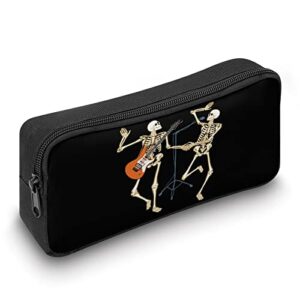 Skeleton Concert Music Halloween Pencil Case Makeup Bag Big Capacity Pouch Organizer for Office College