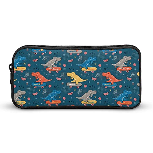 Doodle Dinosaur Skater Pencil Case Makeup Bag Big Capacity Pouch Organizer for Office College