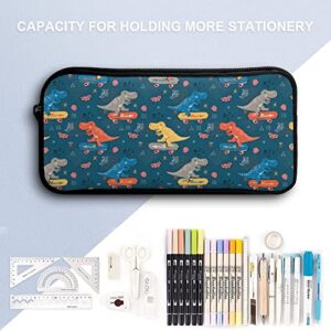 Doodle Dinosaur Skater Pencil Case Makeup Bag Big Capacity Pouch Organizer for Office College