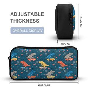 Doodle Dinosaur Skater Pencil Case Makeup Bag Big Capacity Pouch Organizer for Office College