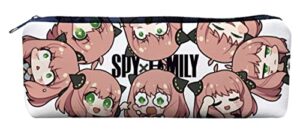 foefaik anime spy x family anya pencil case,canvas organizer box pouch makeup bag capacity case with zipper, 5.1 inch