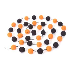 glaciart one felt balls garland – easy to hang halloween party banner decoration – 100% new zealand wool, hand-felted in nepal – 8′ long, 40 orange & black pom poms
