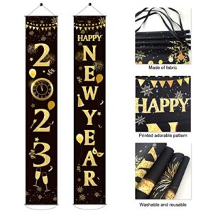 Large 2023 Happy New Year Door Banner New Year Porch Banner Signs Happy New Year Hanging Decorations for New Years Eve Party Supplies 2023 NYE Party Decorations