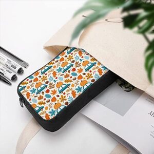 Autumn Pumpkins and Cars Pencil Case Makeup Bag Big Capacity Pouch Organizer for Office College