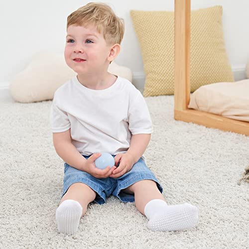 ZAPLES Baby Non Slip Grip Crew Socks with Anti Skid Soles for Infants Toddlers Kids Boys Girls, Assorted 12 Pack, 4-7 Years