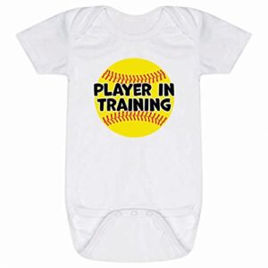 chalktalksports softball baby & infant one piece | softball player in training | small
