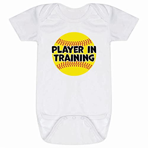 ChalkTalkSPORTS Softball Baby & Infant One Piece | Softball Player In Training | Small