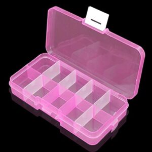 balsar 10 grids plastic organizer box storage container jewelry box with adjustable dividers for beads art diy crafts jewelry fishing tackles,pink