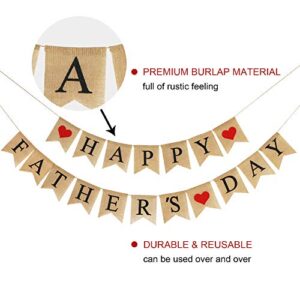 Burlap Happy Fathers Day Banner | Rustic Fathers Day Party Decorations | Fathers Day Family Photo Prop Celebration Gift